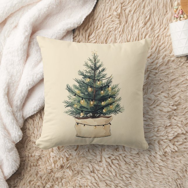 Coussin Arbre de Noël rustique minimal (Couverture)