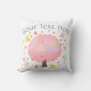 Coussin Arbre de printemps et oiseaux personnalisés