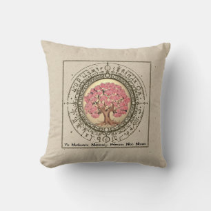 Coussin Arbre de Vie Cerisier Fleurir Citation Hippocrate 