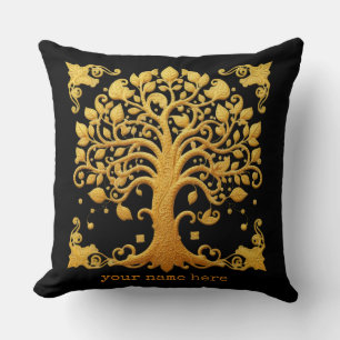 Coussin Arbre de Vie Doré Luxueux