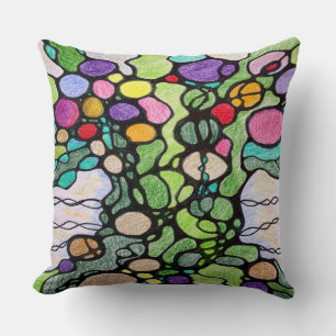 Coussin Arbre de Vie en Fleurs et Fruits Peinture