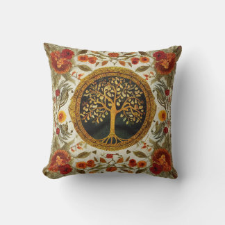 Coussin Arbre de vie par kedoki Orange Green White