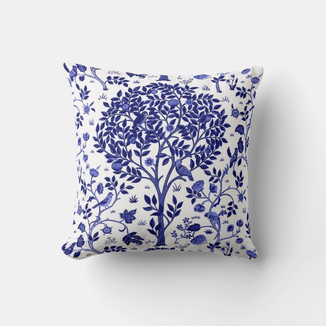 Coussin Arbre de William Morris de la vie, de bleu de (Recto)