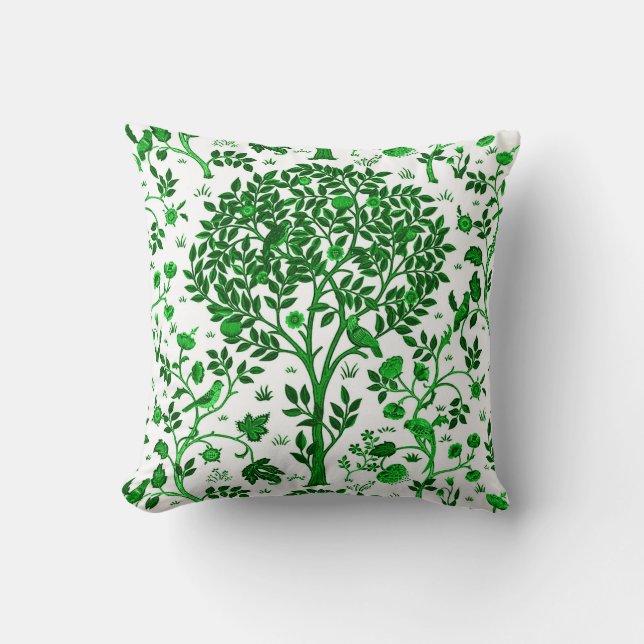 Coussin Arbre de William Morris de la vie, de vert vert et (Recto)