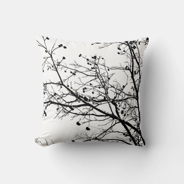Coussin Arbre d'hiver noir et blanc (Recto)
