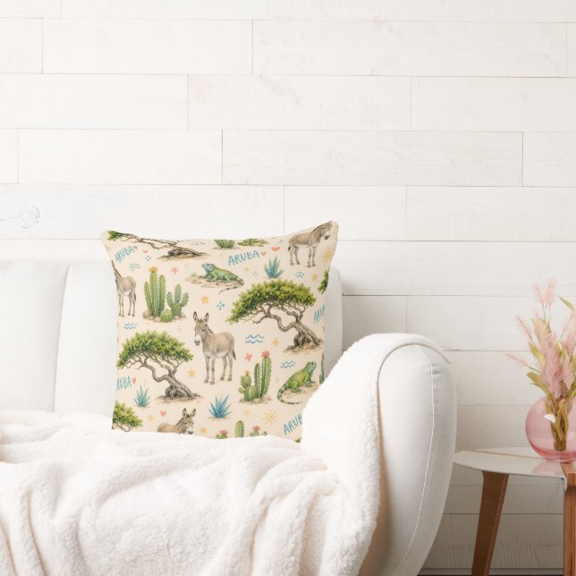 Coussin Arbre divi d'Aruba, âne, iguane, cactus (Canapé)