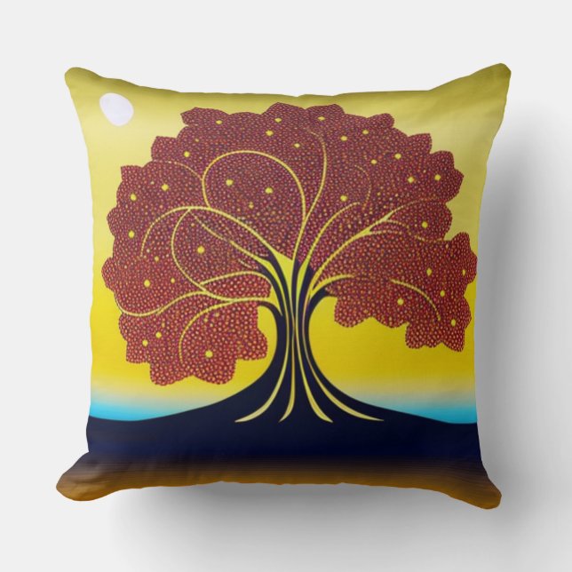 Coussin Arbre d'or dans le vent (Recto)