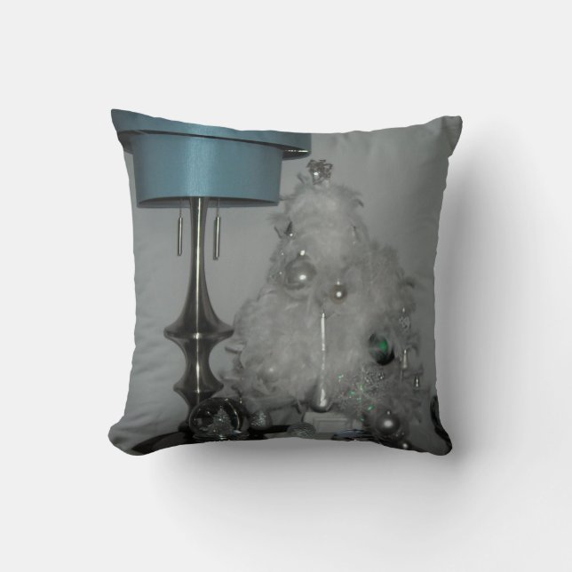 Coussin Arbre élégant à plumes blanches (Recto)