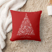 Coussin Arbre flocon de neige sur fond rouge (Couverture)