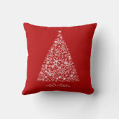 Coussin Arbre flocon de neige sur fond rouge (Verso)