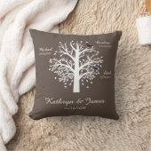 Coussin Arbre généalogique, arbre blanc sur le Taupe avec (Couverture)