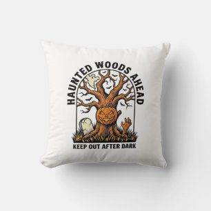 Coussin Arbre Hanté Effrayant Chemise d'Avertissement Hall