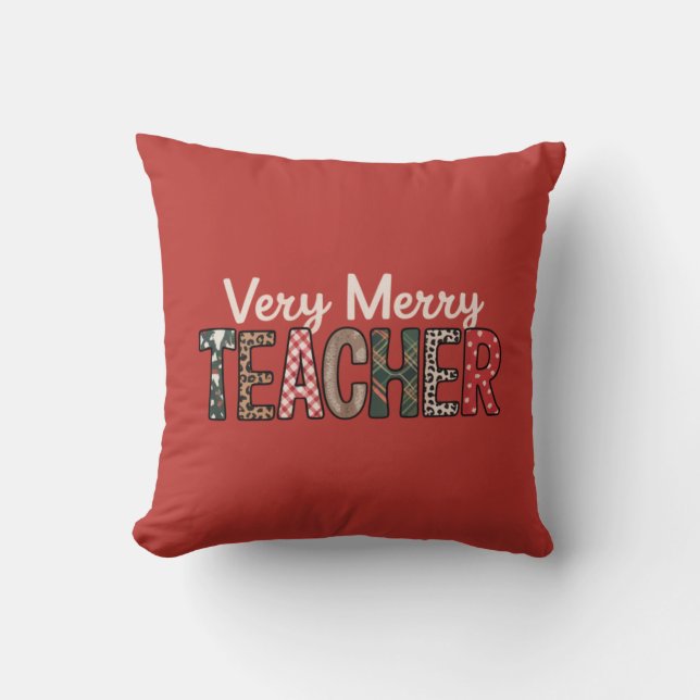 Coussin Arbre léopard de professeur très joyeux Noël (Recto)