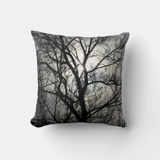Coussin Arbre noir et gris (Recto)