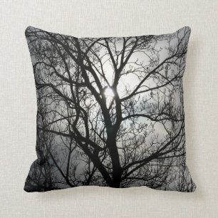 Coussin Arbre noir et gris