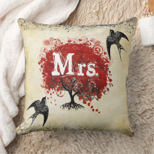 Coussin Arbre personnalisé aux feuilles en forme de cœur r
