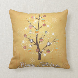Coussin Arbre stylisé d'or de vacances