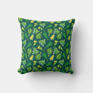 Coussin Arbre vert et or de Noël