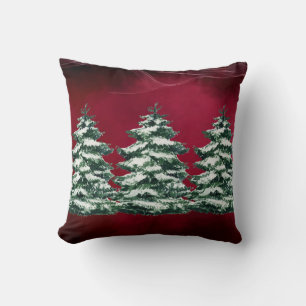Coussin Arbres À feuillage persistant de neige de Bourgogn
