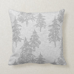 Coussin Arbres à feuillage persistant - gris clair
