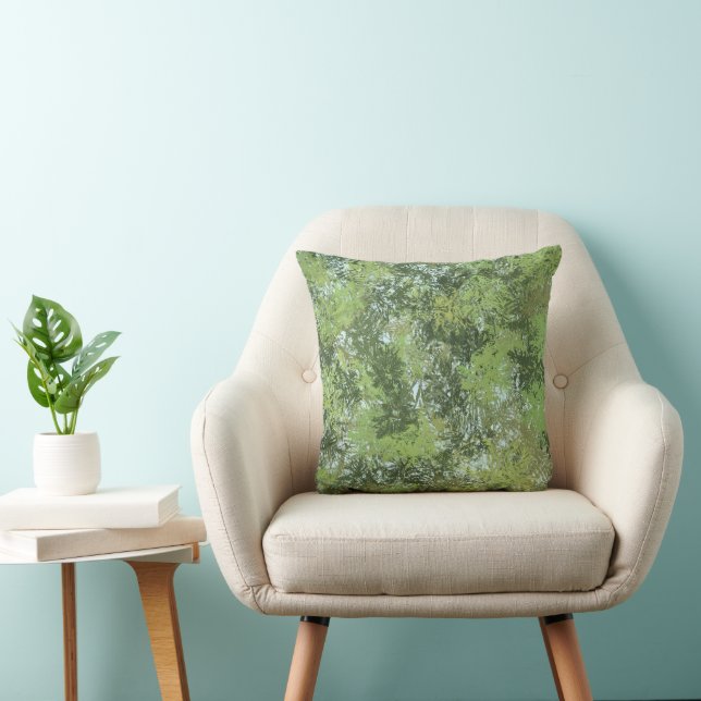 Coussin Arbres à feuilles vertes avec ciel bleu apparaissa (Chaise)