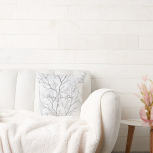 Coussin Arbres blancs de Noël argentés