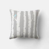 Coussin Arbres de bouleau et oiseaux bleus (Verso)