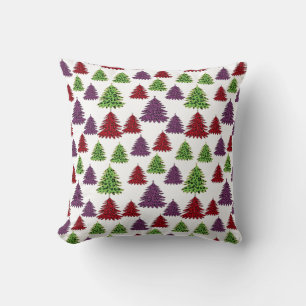 Coussin Arbres de Noël colorés Empreintes de léopard