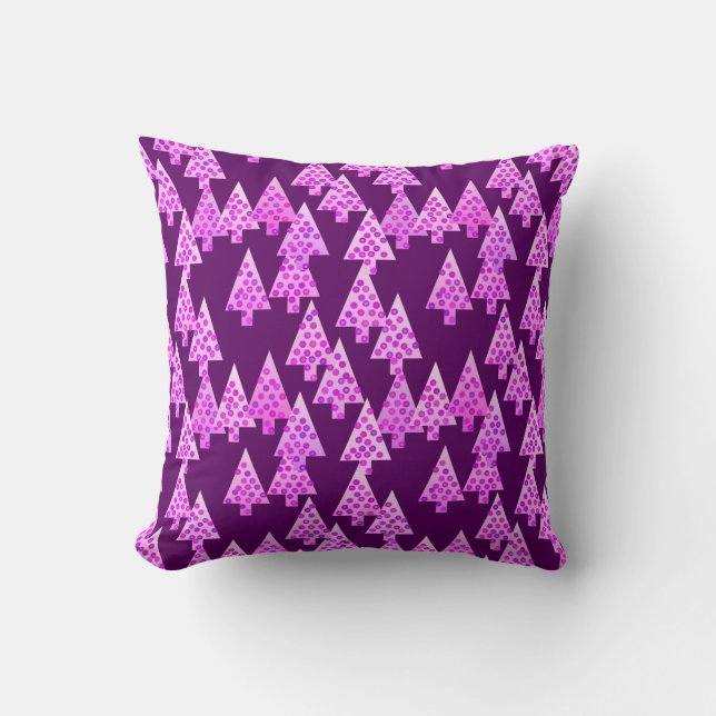 Coussin Arbres de Noël de fleurs modernes - améthyste viol (Recto)