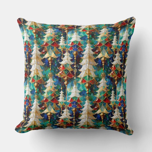 Coussin Arbres de Noël en verre coloré (Recto)