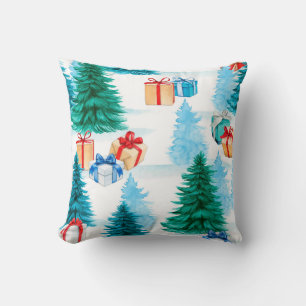 Coussin Arbres de Noël et cadeaux de Noël