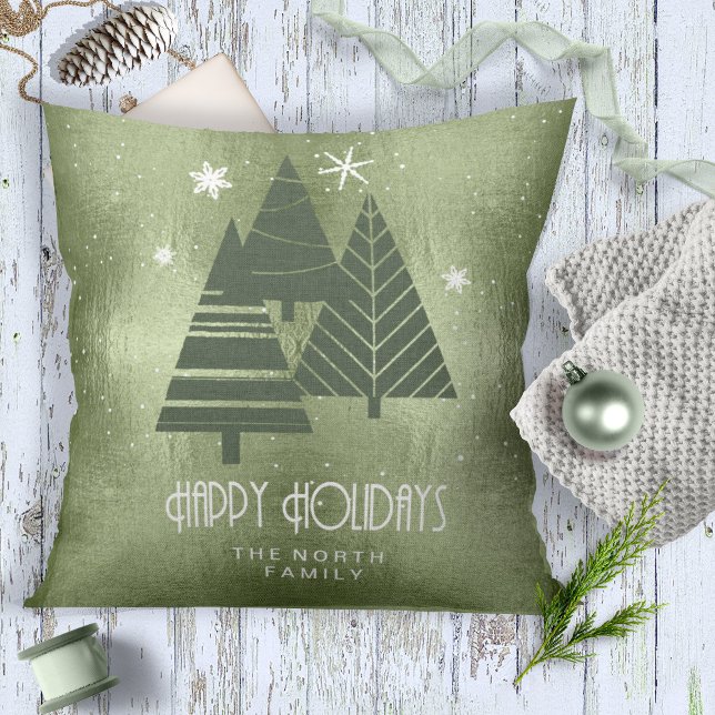 Coussin Arbres de Noël et flocons de neige Green ID863 (Créateur téléchargé)