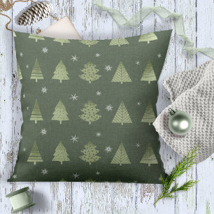 Coussin Arbres de Noël et Snowflakes Motif Green ID863