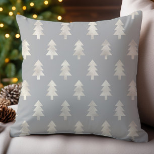 Coussin Arbres de Noël Gris Platine Fêtes