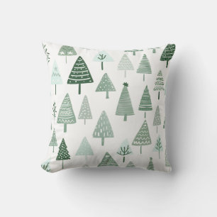 Coussin Arbres de Noël modernes Blanc et vert