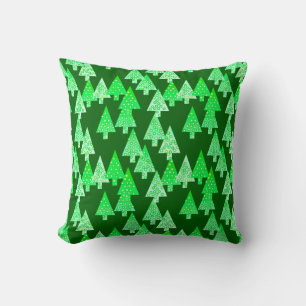 Coussin Arbres de Noël modernes de fleur - vert de pin