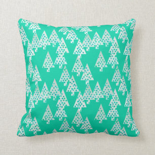 Coussin Arbres de Noël modernes de fleur - vert de seafoa