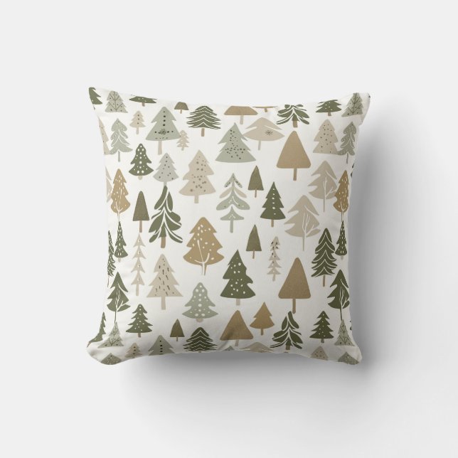 Coussin Arbres de Noël modernes Sage Olive Green Motif (Recto)