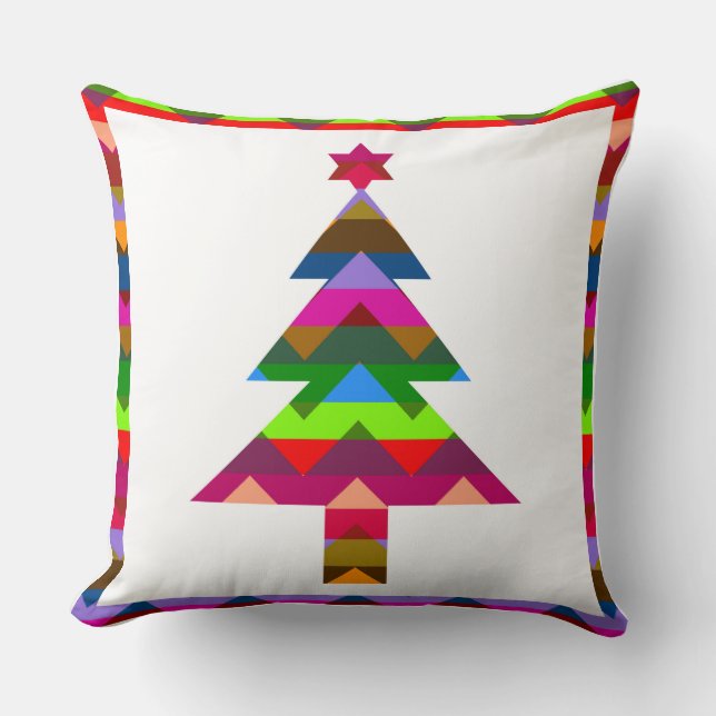 Coussin Arbres de Noël multicolores #2 (Recto)