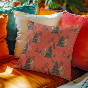 Coussin Arbres de Noël & tigres motif personnalisé arrière