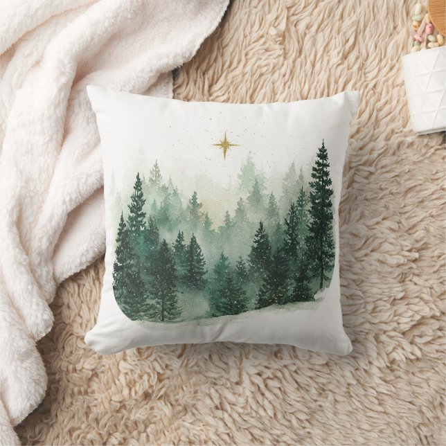 Coussin Arbres de Noël verts Gold Star (Couverture)