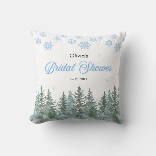 Coussin Arbres de pin d'hiver Flocons de neige Shower de m (Recto)