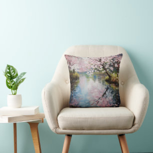 Coussin Arbres de rivière printaniers