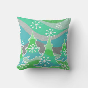 Coussin Arbres d'hiver carré d'oreiller à jetons verts