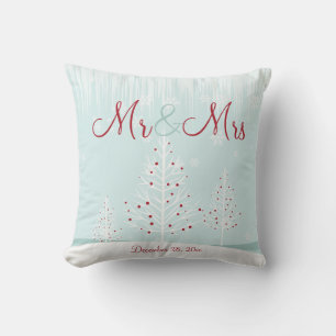 Coussin Arbres d'hiver Flammes de neige M & Mme le Mariage
