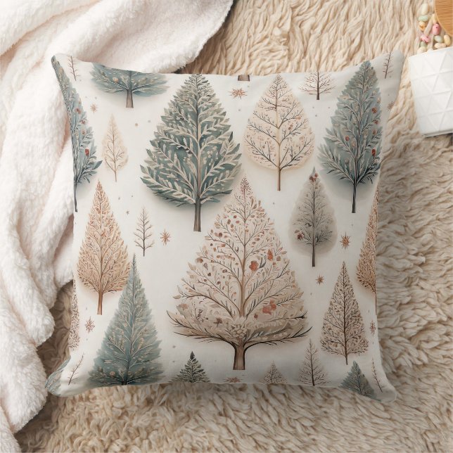 Coussin Arbres d'hiver - Forêt de vacances rustique (1) (Couverture)