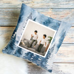 Coussin Arbres et photo bleu hiver modernes<br><div class="desc">Arbres et photo bleu hiver modernes</div>