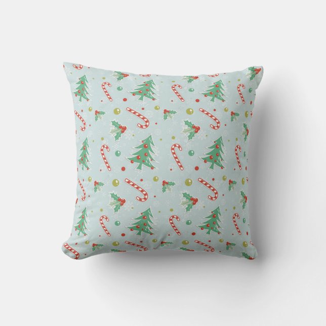 Coussin Arbres Et Sucres de canne De Noël (Recto)