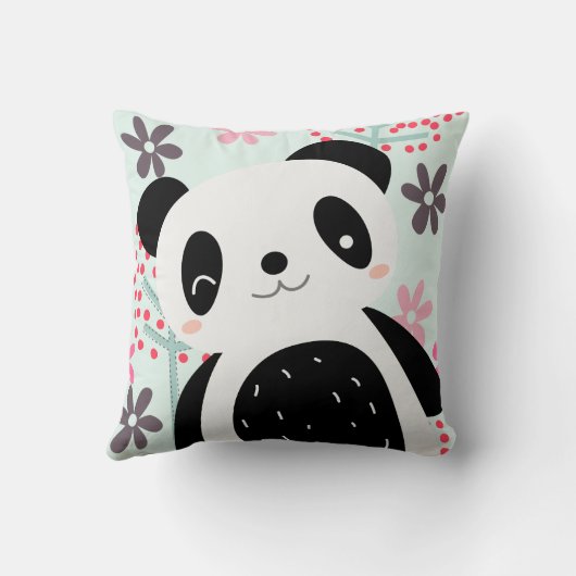 Coussin Arbres, fleurs et ours de panda (Verso)