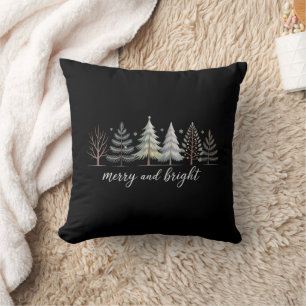 Coussin Arbres Joyeux et Lumineux Noël Vacances Hiver